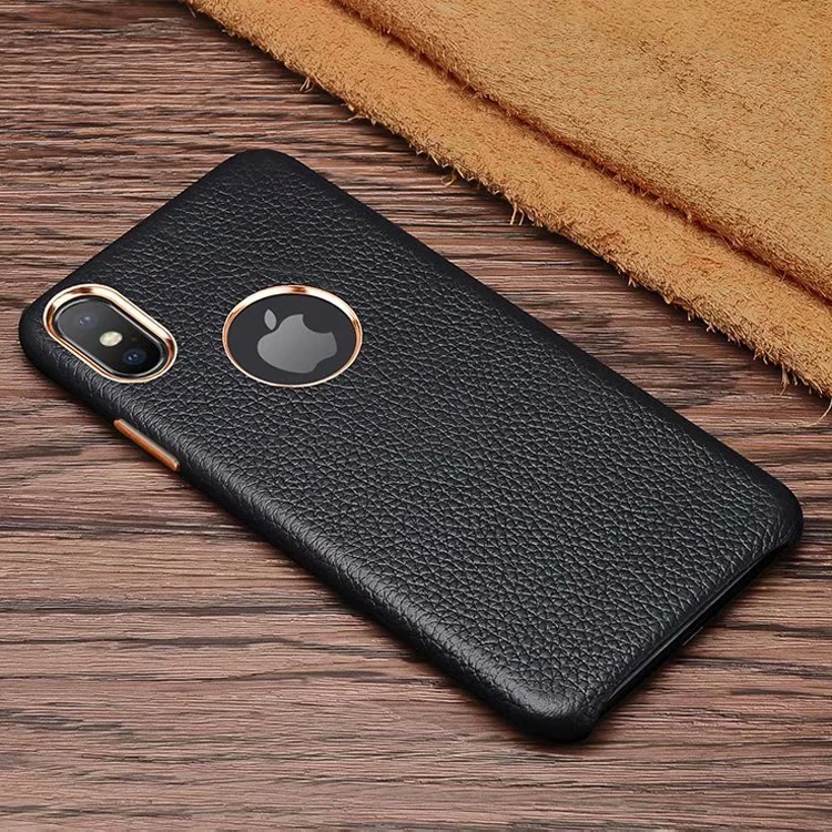 

Чехол из натуральной кожи с текстурой личи для iPhone 6s 7 8 Plus XR Xs Max Fran-lzw, защитный чехол из воловьей кожи с металлической кнопкой