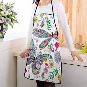 

New Floral Butterfly Printed Apron Kitchen Sleeveless Apron Cooking Workwear Kitchen Pinafore Antifouling Clothes Protection