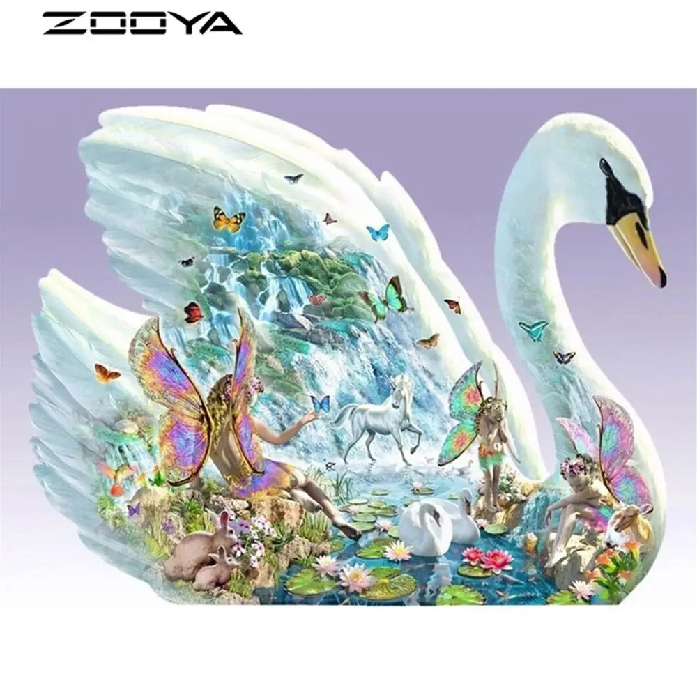 

Zooya Rhinestone Pictures 5D Diamond Painting Full Square New Arrival Sale Diamond Embroidery Animals Swan Decor For Home M200