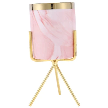 

European Style Living Room Decoration Ornament Metal Frame Ceramic Vase Succulent Flower Pot Ceramic