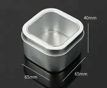 Silver/Black Metal Tins Boxes With Window 20Pcs/lot For Candles Making Top Clear Window Jewelry Storage Box Silver/Black Square Metal Tin Can Silver Black DIY Candles Holder Tin Storage Supplies 3 size 6