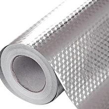 5M 3D Cubic Grid Aluminium Öl Proof Aufkleber Küche Orange Peel Linien Folie Herd Schrank Wasserdicht Klebstoff Silber Vinyl wallpa(China)