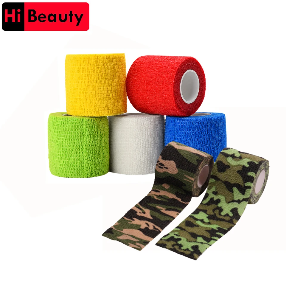 Disposable self-adhesive flex elastic bandage tape athletic bandage tattoo grip cover for tattoo handle grip tube wrap elbow sport stick 1pc 5*450cm