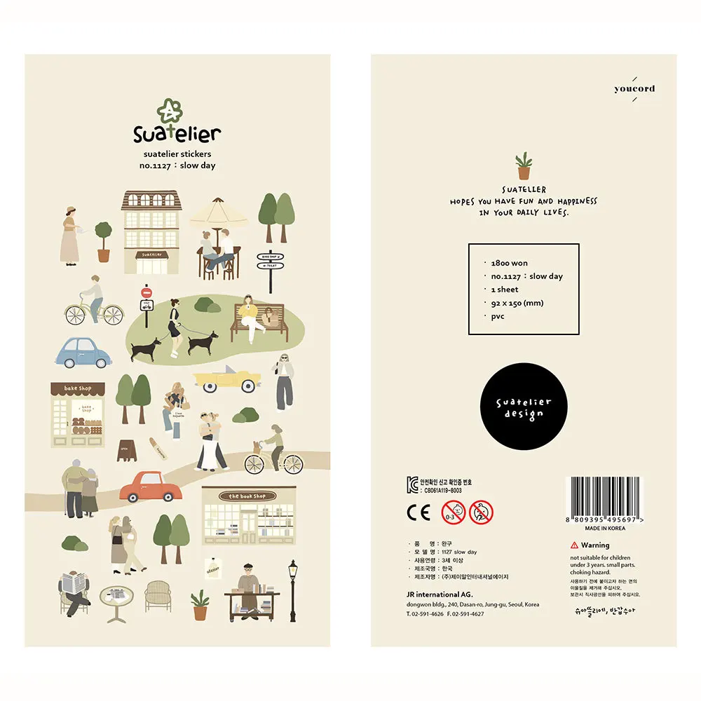 Korean Import Suatelier Slow Walking Dog Life Waterproof PVC Stickers Scrapbooking Diy Stationery Phone Sticker Decor Supply | Канцтовары