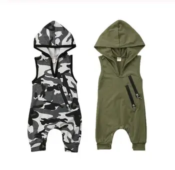 

Summer Newborn Baby Boys Summer Clothes Camo Hooded Romper Jumpsuit Outfits Set