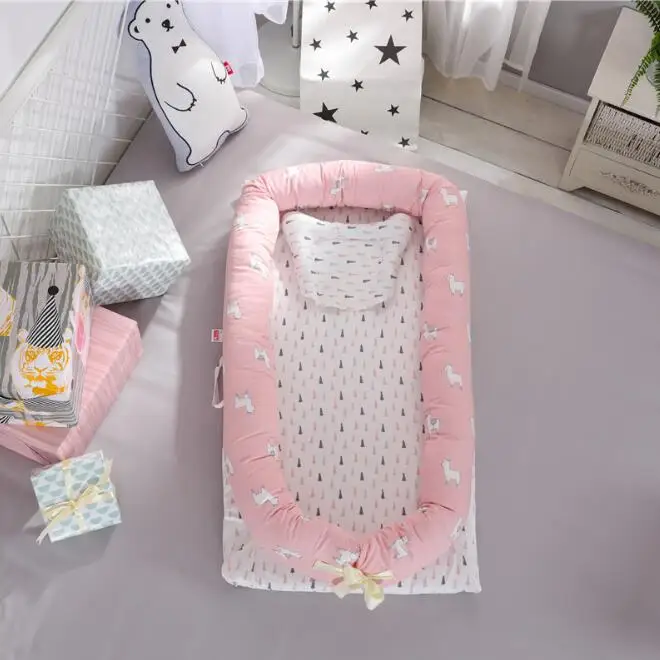 Новорожденный ребенок Портативный кроватки туристическая кроватка гнездо для ухода за младенцем, матрас бамперы 2 шт./компл. подушка хлопок сна кровать для кормления YHM024 - Цвет: YHM024D