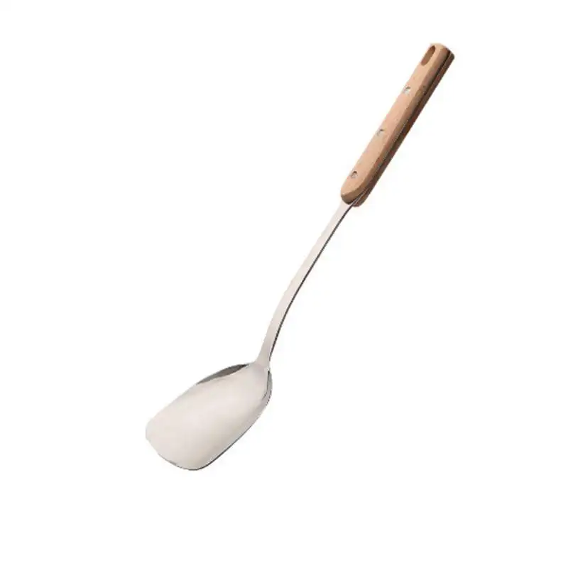 Нержавеющая сталь длинная лопатка Черпак шеф-повара готовка Cocina Utensilios столовая ложка кухонная посуда Анти-Горячая деревянная ручка суповые ложки - Цвет: B1