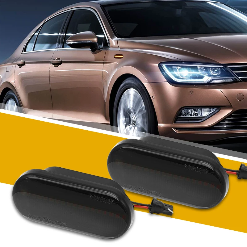 2pcs светодиодный Янтарный динамический боковой габаритный светильник для VW-Passat-Seat-Ford-Skoda-последовательный сигнал поворота лампы