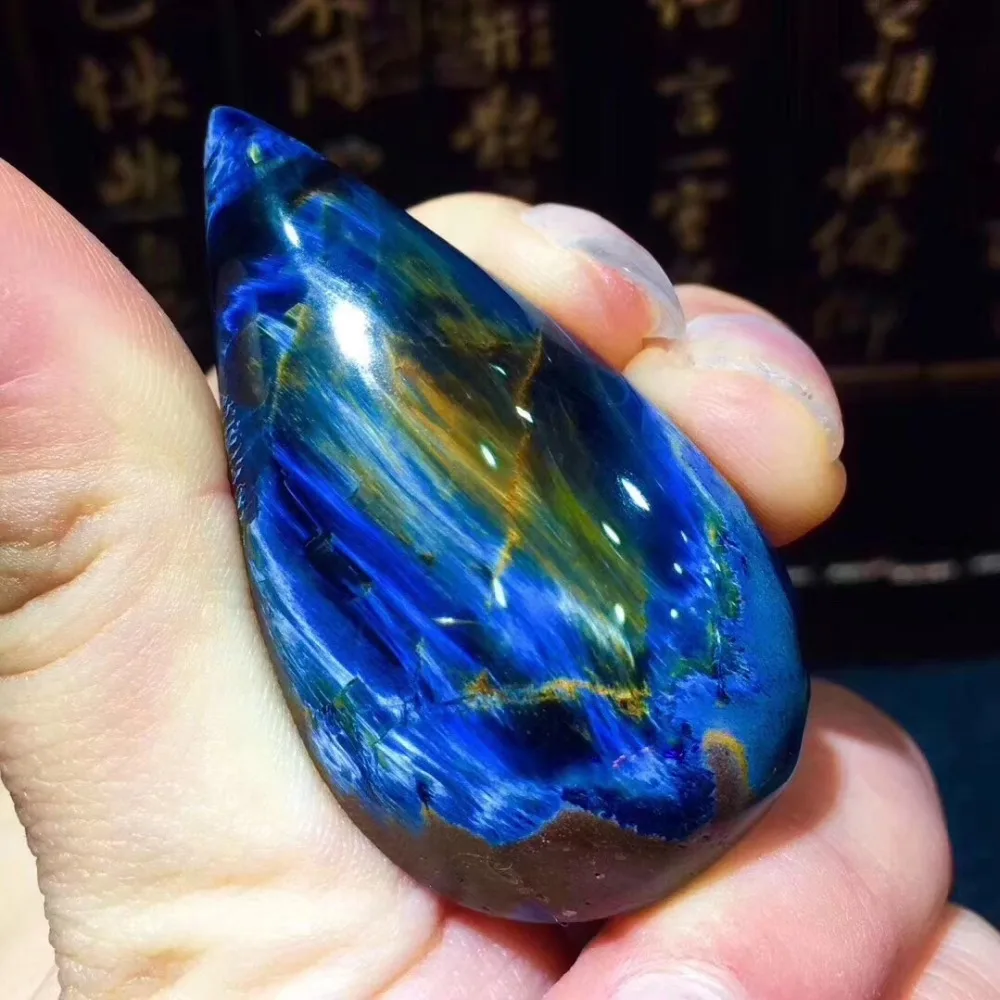 Топ натуральный синий Pietersite Chatoyant кулон 50x27x10 мм для женщин и мужчин Капля воды Кристалл Исцеление драгоценный камень Мода Namibia AAAAA