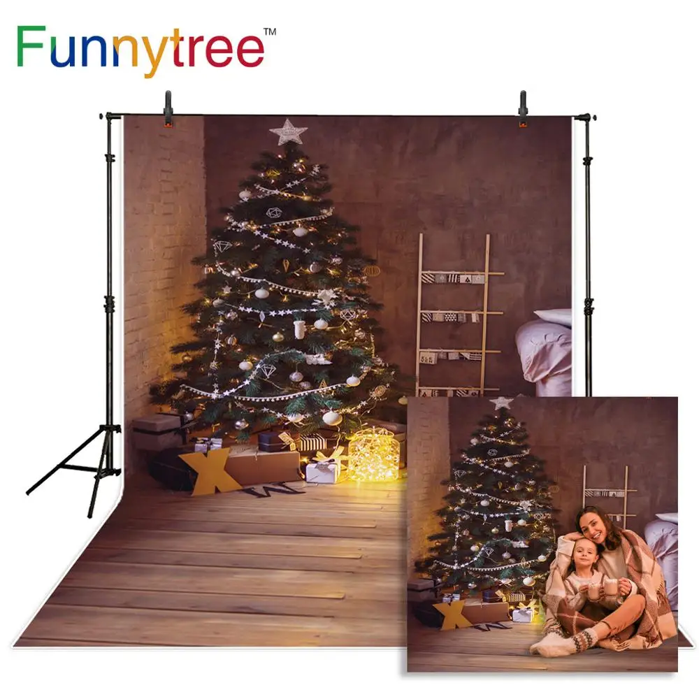 Funnytree Christmas Tree Backdrop Merry Xmas Photo Studio Photography Baby Newborn Gift Photobooth Wallpaper Decor | Электроника