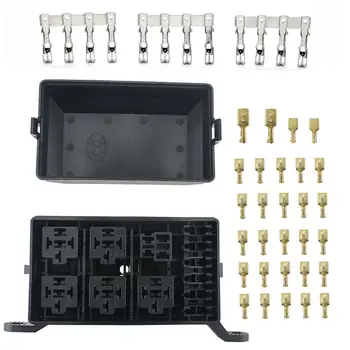 

Universal Automotive Fuse Relay Holder 12-Slot Relay Box 6Relays 6 ATC/ATO Fuses fuse relay box block water proof for cars