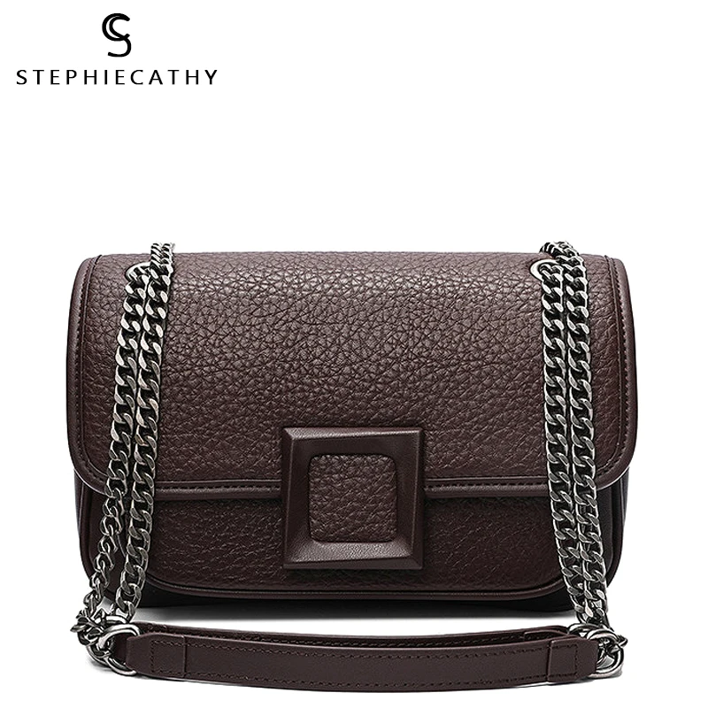 

SC Leather Women Messenger Flap Bag Ladies Vintage Crossbody Clutch Luxury Chain Genuine Leather Handbag Female Shoulder Bag Sac