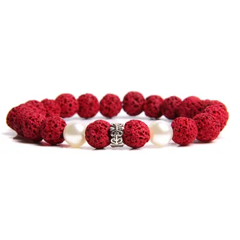 

Red Lava Natural Crystal Beaded Charm pearl Bracelets for Woman Handwork Volcanic Rock Bracelets & Bangles Men Jewelry Gifts
