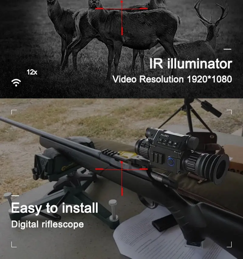 HD Охота цифровой ночного видения область NV008LRF 6,5-12x200 м инфракрасный день и прицел ночного видения с дальномер