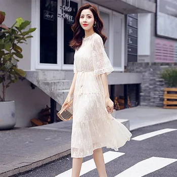 

2020 Summer Boho Women Two Piece Set Maxi Dress Loose Embroidery Lace Long Tunic Beach Dress Vacation Holiday Clothes