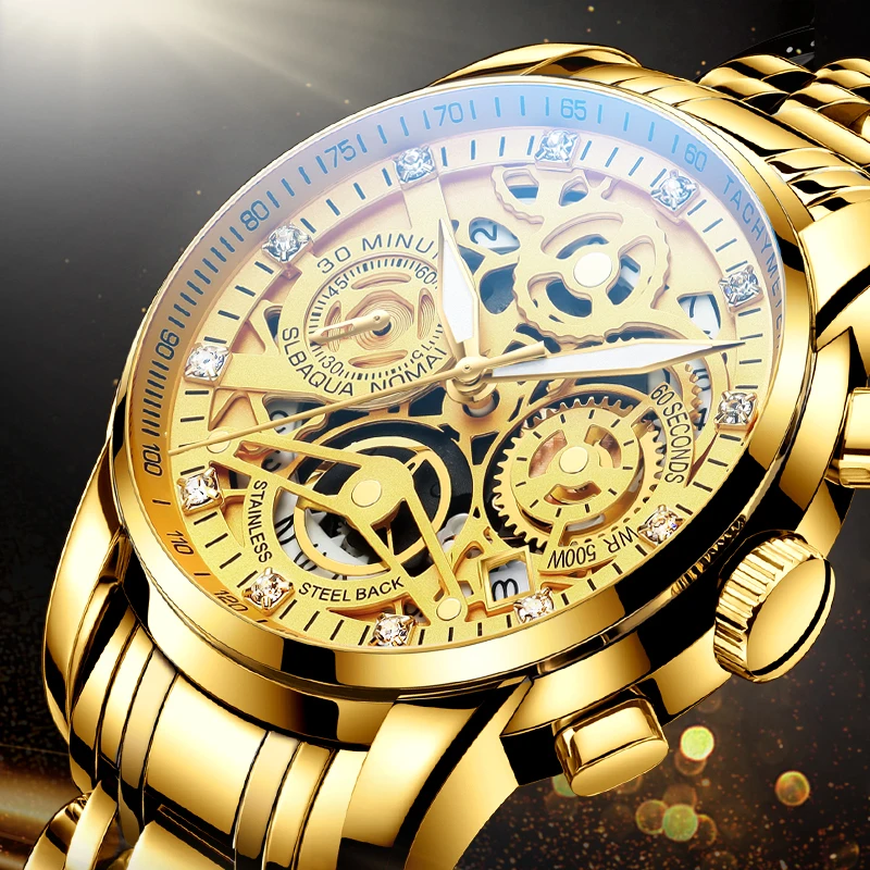 

NEKTOM2020 Relogio Masculino New Hollow Fashion Business Large Dial Men's Watch Multi-function Calendar Sports Watch Waterproof