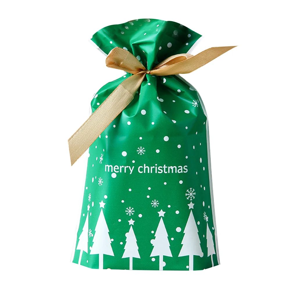 

50PCS Decorative Storage Home Ribbon Cute Candy Pocket Party Christmas Printed Drawstring Bag Gift Packing Organizer