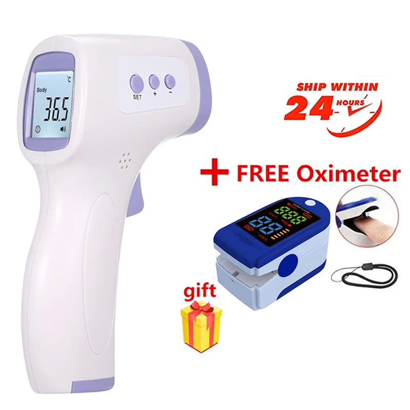 Infrared Forehead Digital Thermometer Gun IR Laser Non Contact with 3 Color Backlight Display for Baby Adults Indoor | - Цена: 