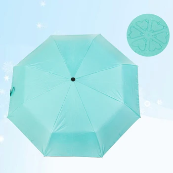 

Water-discoloring Women Anti-UV Three-fold Automatic Solid Color Pattern Portable Umbrella Suitable For Sunlight Rain Umbrella