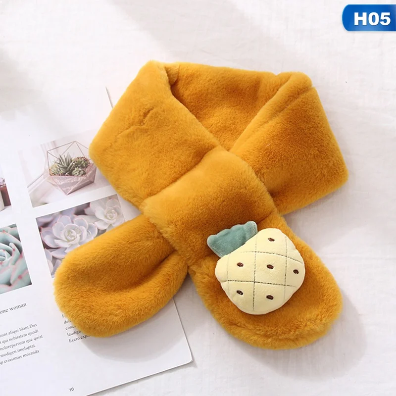SC0501H05 Детский зимний теплый плюшевый шарф с рисунком морковки, ананаса, клубники, модные плотные шарфы - Цвет: SC0501H05