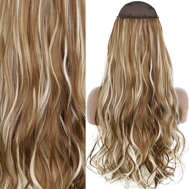 Synthetic No Clip Invisible Wire Hair Extensions Straight Natural Black Blonde One Piece False Hairpiece Halo Hair Extension J-6h613