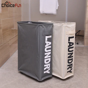 

CHOICE FUN Waterproof Big Bathroom Dirty Clothing Fabric Collapsible Hamper Large Foldable Storage Laundry Basket With Wheels