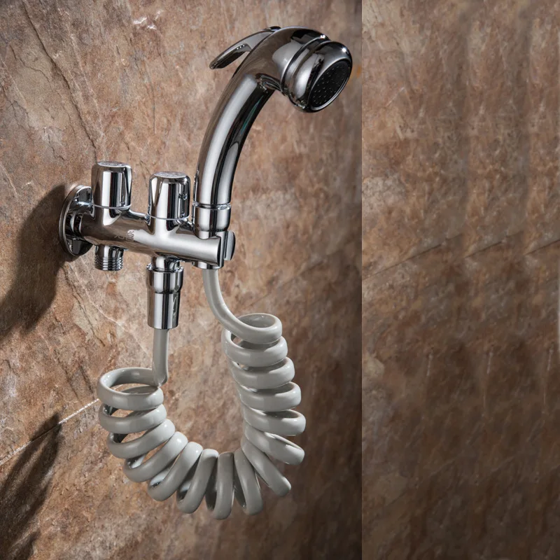 

1set Bidet Faucet Brass Single Cold & Cold hot Water Corner Valve Bidet faucets Function Hand Shower Head Tap Crane for woman