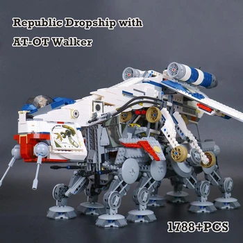 

1788 PCS Star Wars Building Blocks Series the Republic Dropship with AT-OT Walker Vehicles of Clone Pilot