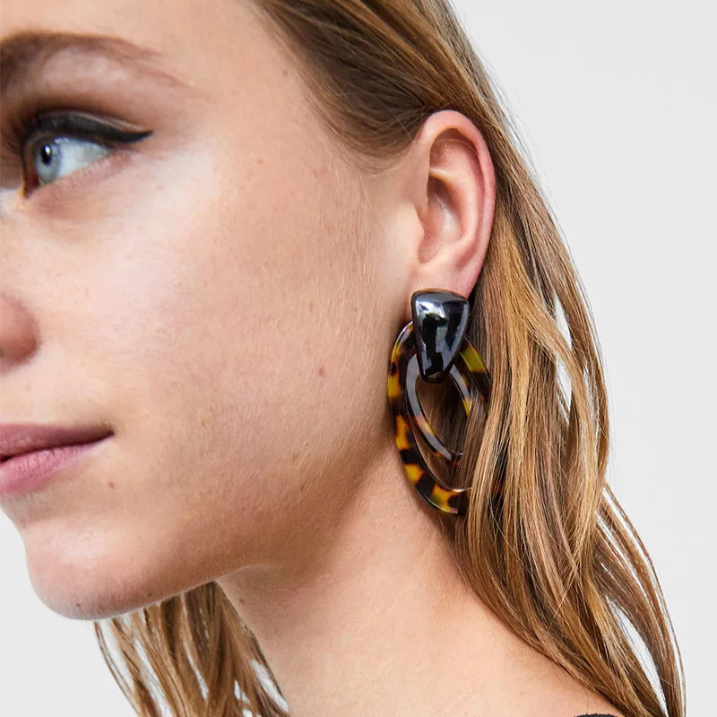 

2019 new Fashion Multilayer acrylic Drop Earrings For Women Jewelry Brand color circular resin Dangle Earrings wholesale