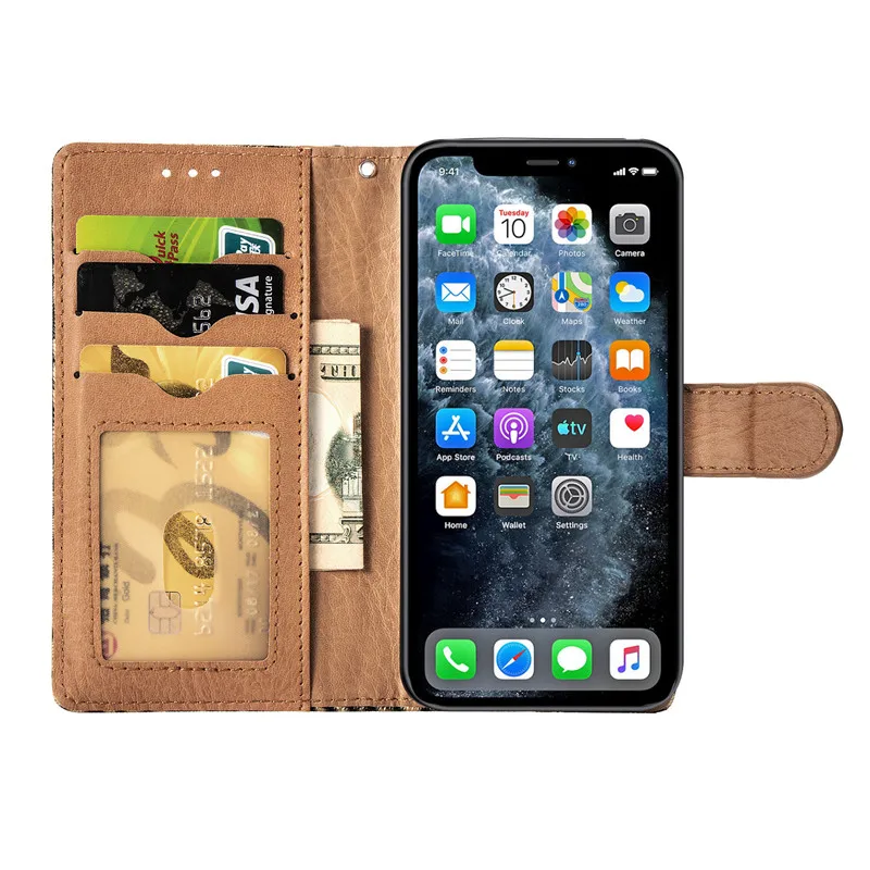 Роскошный кожаный чехол-книжка с леопардовой текстурой для iPhone 11 Pro X XS MAX XR 6 6S 7 8 Plus, чехол-Бумажник для телефона