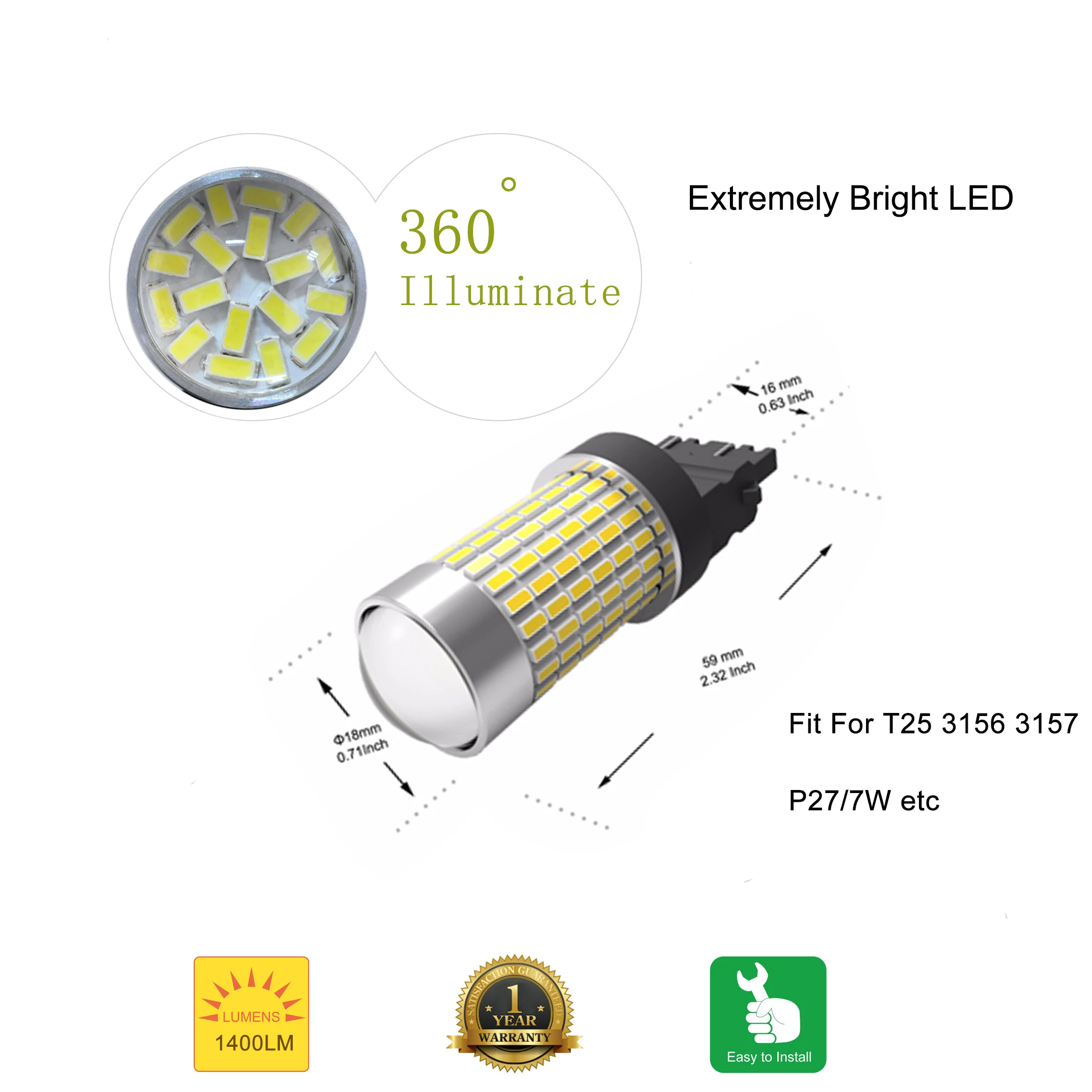 JIACHI 100 шт.; ; детское нижнее белье T25 3156 3157 P27/7 W светодиодный автомобильный светильник 3014SMD 144 светодиодный s для поворотных сигналов светильник s супер яркий белый DC12-24V