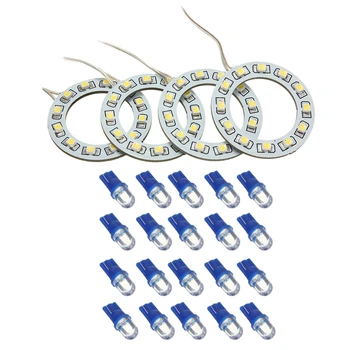 

50X T10 168 194 501 W5W Car LED Light Side Dashboard Wedge Light Bulb Blue 12V & 4X White 40mm 1210 SMD 12 LED Angel Eye Light H