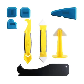 

8pcs Home Reusable Edge Kitchen Silicone Remover Plastic Scraper Bathroom Multifunctional Cornor Repairing Caulking Tool Kit