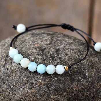 Simple Bohemian Bracelet Fashion Amazonite Bead Adjustable Bracelet Beaded Women Friendship Bracelets Gift Jewelry