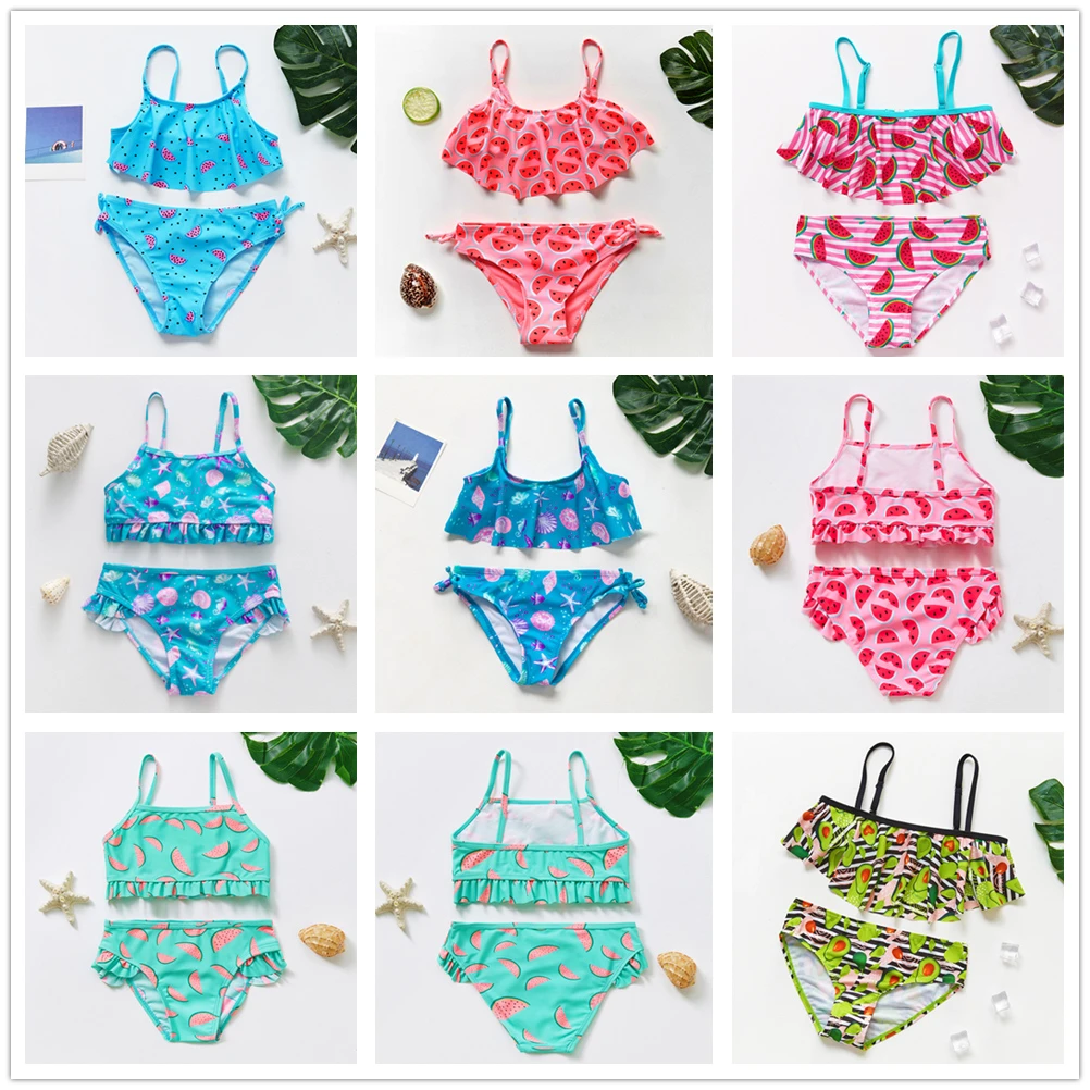 Bañador con estampado de frutas para niñas, traje baño de dos piezas, conjunto de Bikini de alta calidad, ropa de playa Infantil|two-piece suit| bikini for childrenbikini styles - AliExpress