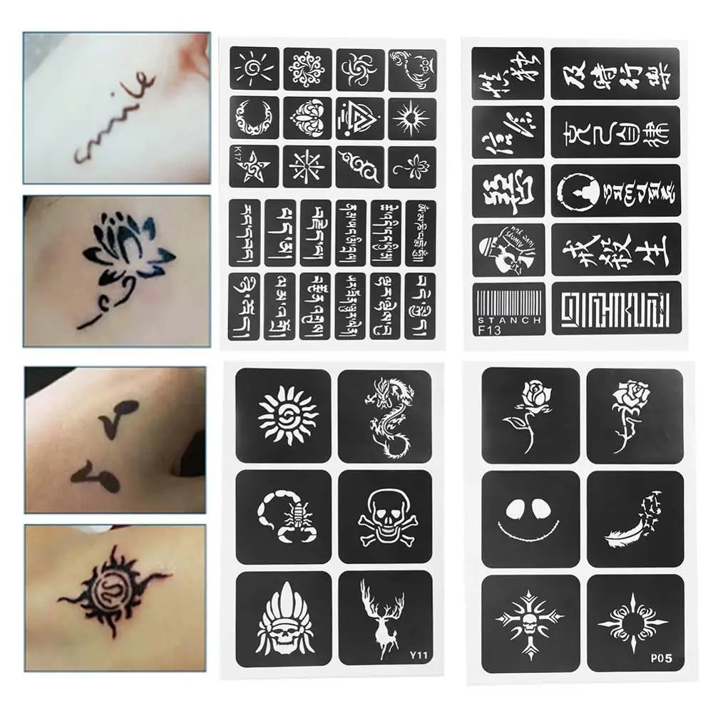 

New Semi Permanent Tattoo Template Sticker Symbol Small Tattoo Tools Animal Pattern Transfer Men Female Long Lasting Hollow Mold