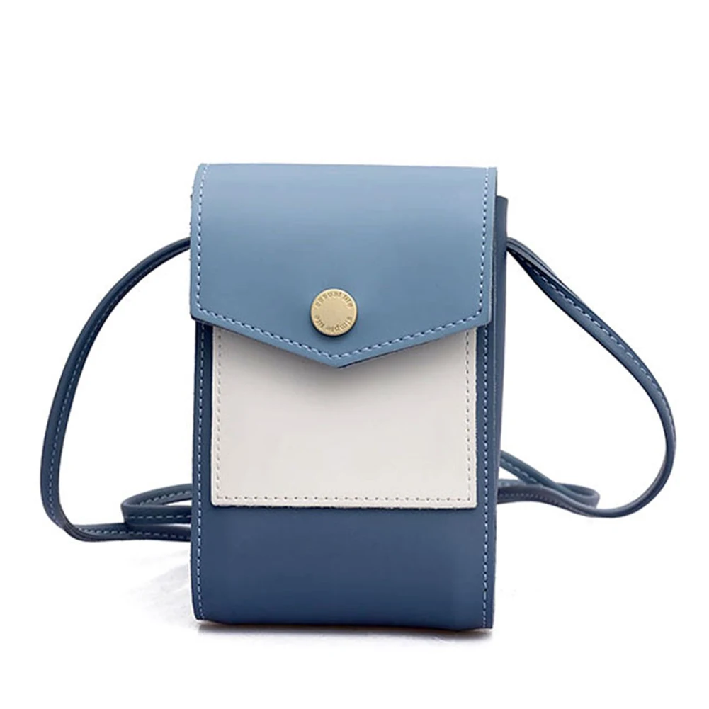 Small PU Leather Handbag Gift Multifunction Cellphone Pouch Girls Mini Practical Women Shoulder Bag Messenger Travel Crossbody - Цвет: Синий