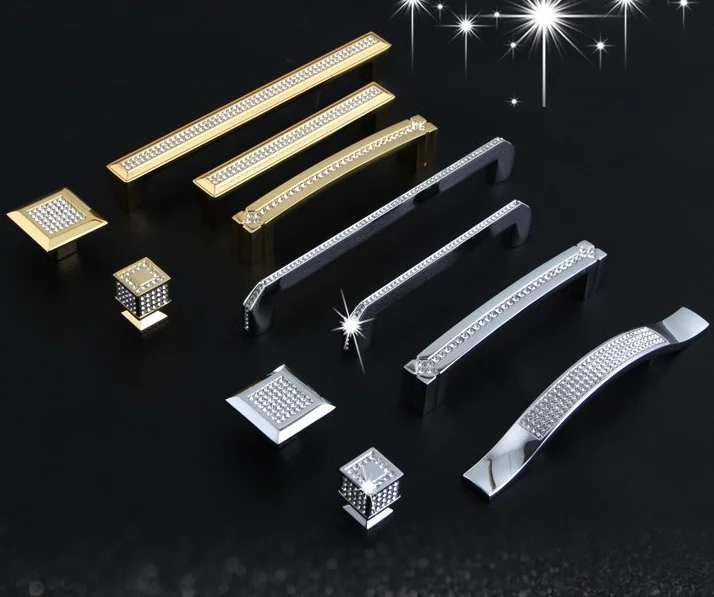 24K реальные золотые или хромированные Чешские Хрустальные Ручки для ящиков шкафа