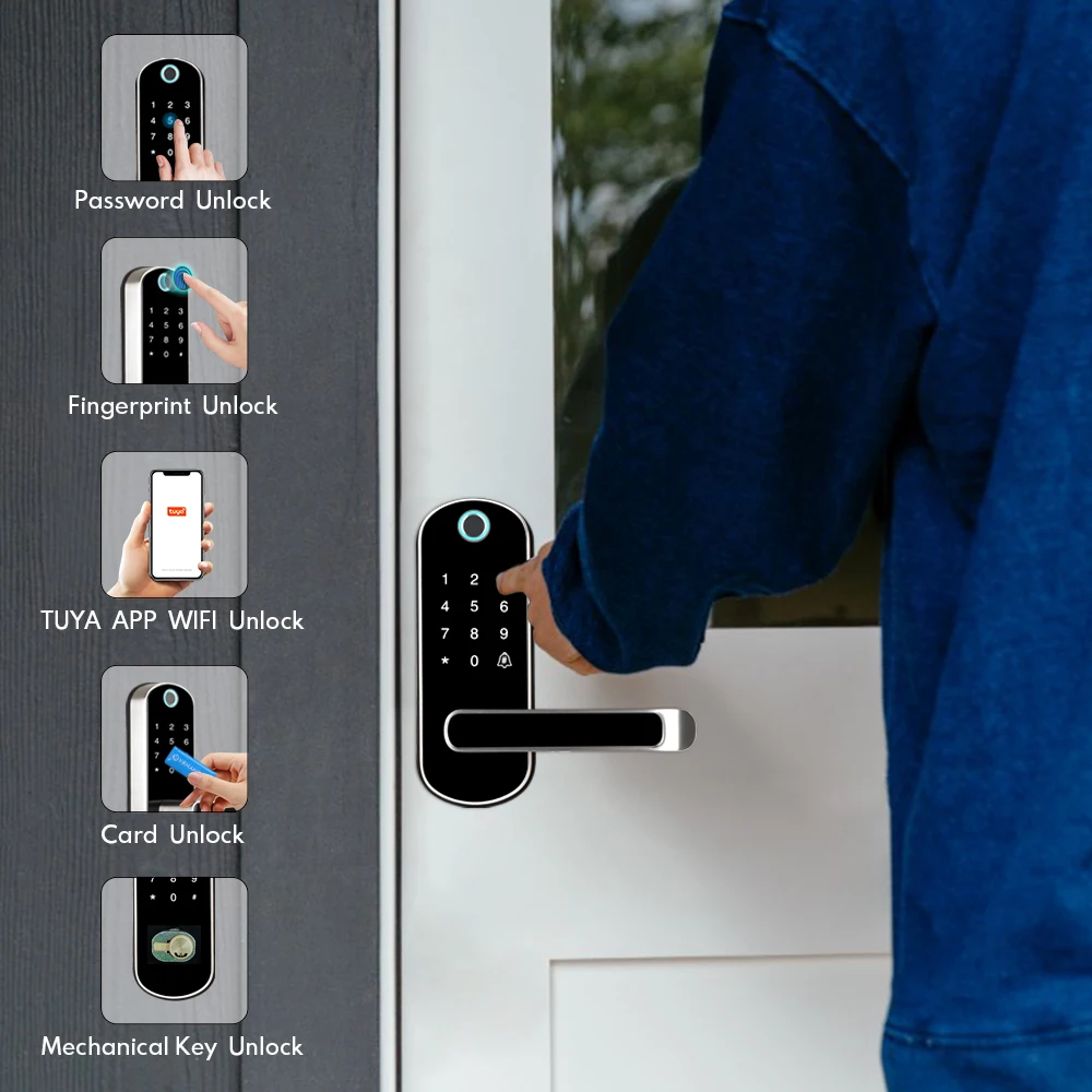 Tuya smart lock Wi Fi приложение водонепроницаемая Кнопка pincode электронный дверной замок