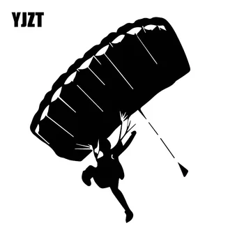 

YJZT 16CM*12.6CM Creative And Interesting Car Decoration Car Stickers Skydiving Pattern Decals Black/Silver C30-0394