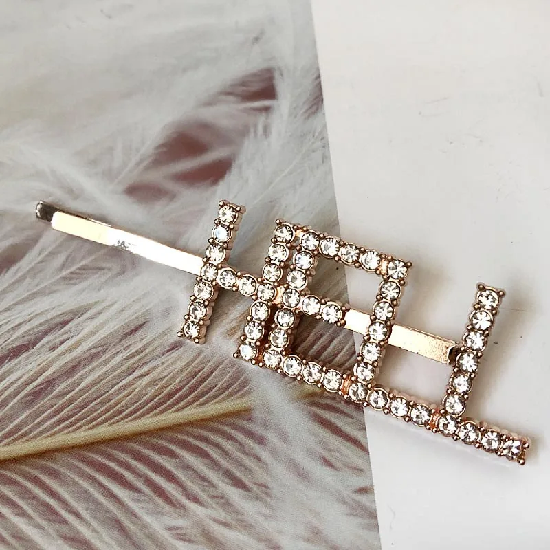 HELL Rose Gold 1 шт., заколки для волос с кристаллами и буквами, стразы, заколки для волос, заколки для волос, инструменты для укладки волос, аксессуары, ювелирный подарок - Цвет: HELL Rose Gold