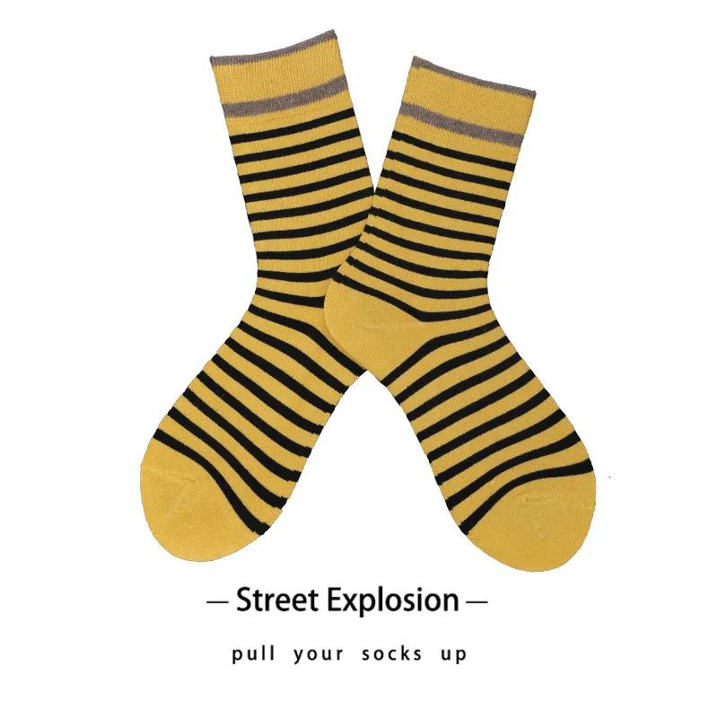 Yellowstripes SP& CITY персональные Модные полосатые хлопковые мужские счастливые носки зимние толстые Повседневные носки для пары носки для скейтбординга оригинальные - Цвет: Yellowstripes