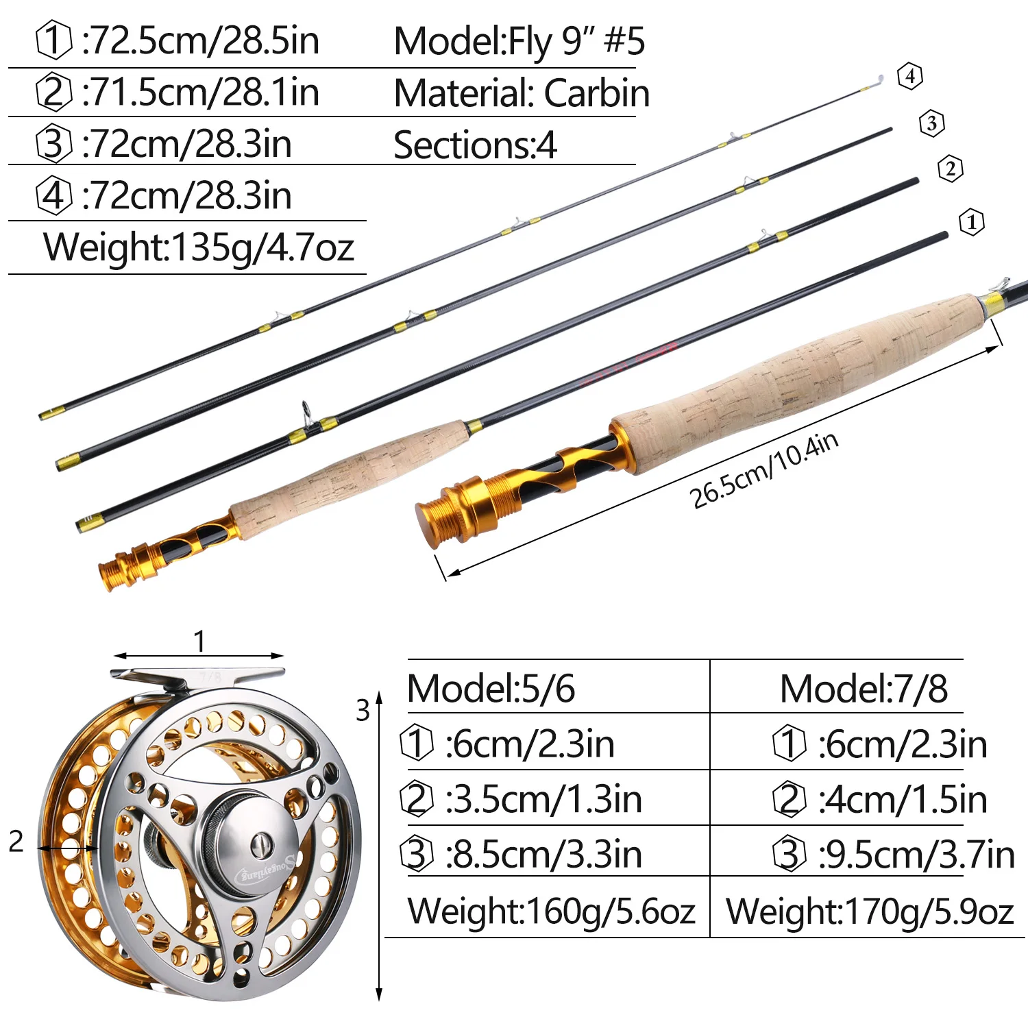 Sougayialng 2.7M #5/6 Fly Fishing Rod Combo Carbon Fiber Ultralight Weight Fly Fishing Rod and Fly Reel Gold/green Combo Pesca Sougayialng 2.7M #5/6 Fly Fishing Rod Combo Carbon Fiber Ultralight Weight Fly Fishing Rod and Fly Reel Gold/green Combo Pesca