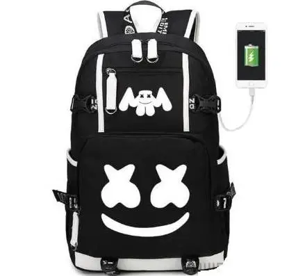 picture color DJ Marshmallow рюкзак Многофункциональный USB зарядка для подростков мальчиков студенческих девочек школьные сумки Дорожная светящаяся сумка для ноутбука - Цвет: picture color
