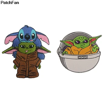 

20pcs/lot A3151 Patchfan Cartoon Baby Yoda Patch Applique Stickers Pour Sewing Shirt Clothing Badges Iron On T-shirt
