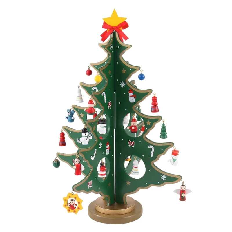 

12 Inch Funny Desktop Wooden Christmas Tree Decor Christmas Toy Set-ABUX