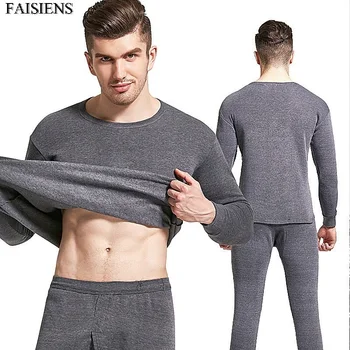 

Slim Fit Winter Men Thick Thermal Leggings Low Price Cheap Suit Sets And Pants Fleece autumn Warm Tops And Pants Gray Bottoms Un