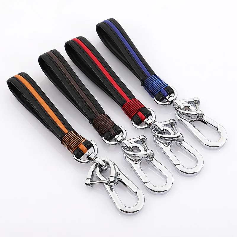 

Knitting Leather & Metal Car Keychain Waist Belt Keyring Auto Key Chain Ring Fob Vehicle Keyfob Gift CNYOWO