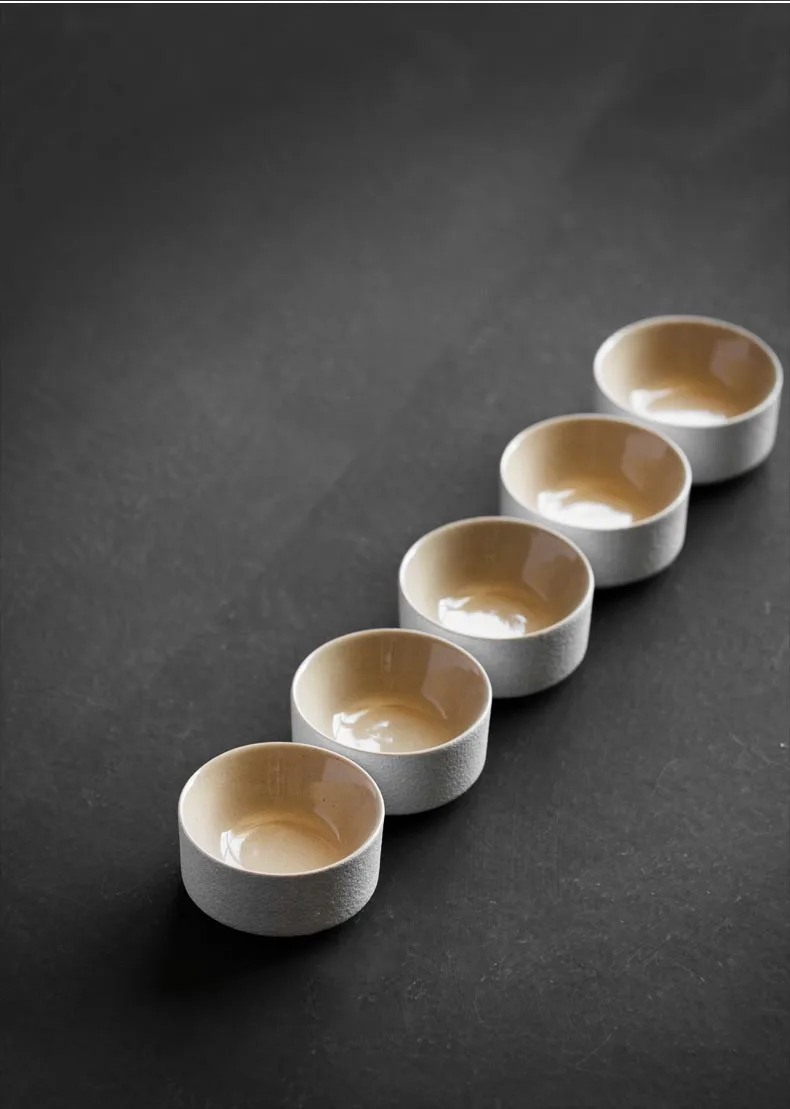 25/30ml Double Layer Anti-scalding Coarse Pottery Teacup Japanese Style Kung Fu Teacup Tea Ceremony Drinkware Black Zen Sake Cup