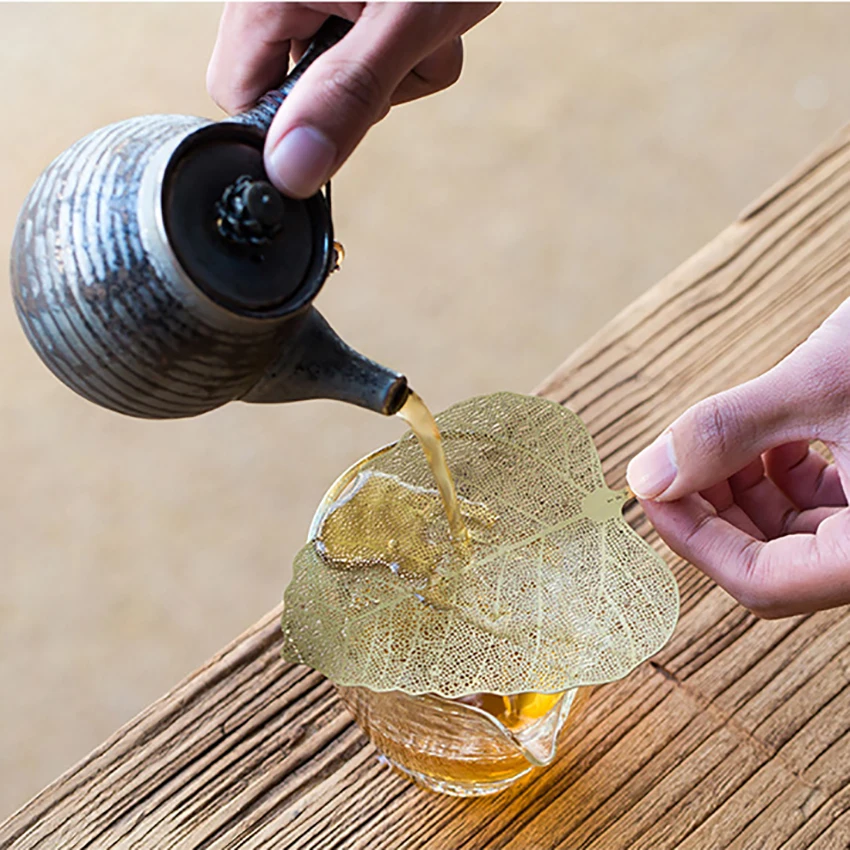 Чай Кофе с дырочками Фильтр Чай Infuser Bodhi кленовый лист Чистая медь металл креативный чайник кунг-фу чай сито аксессуары